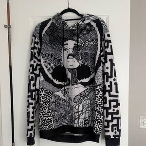 Monochrome Artistic Men's Zip-Up Hoodie